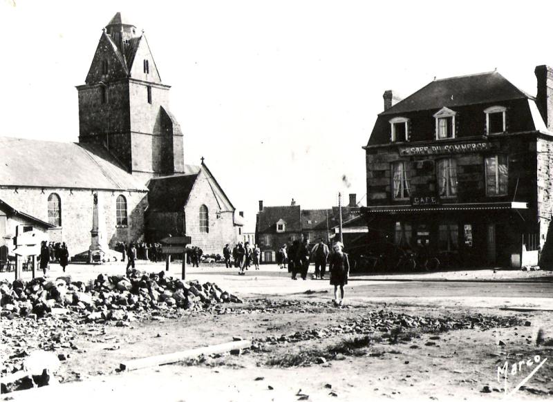 Place de la mairie de Rânes en 1944