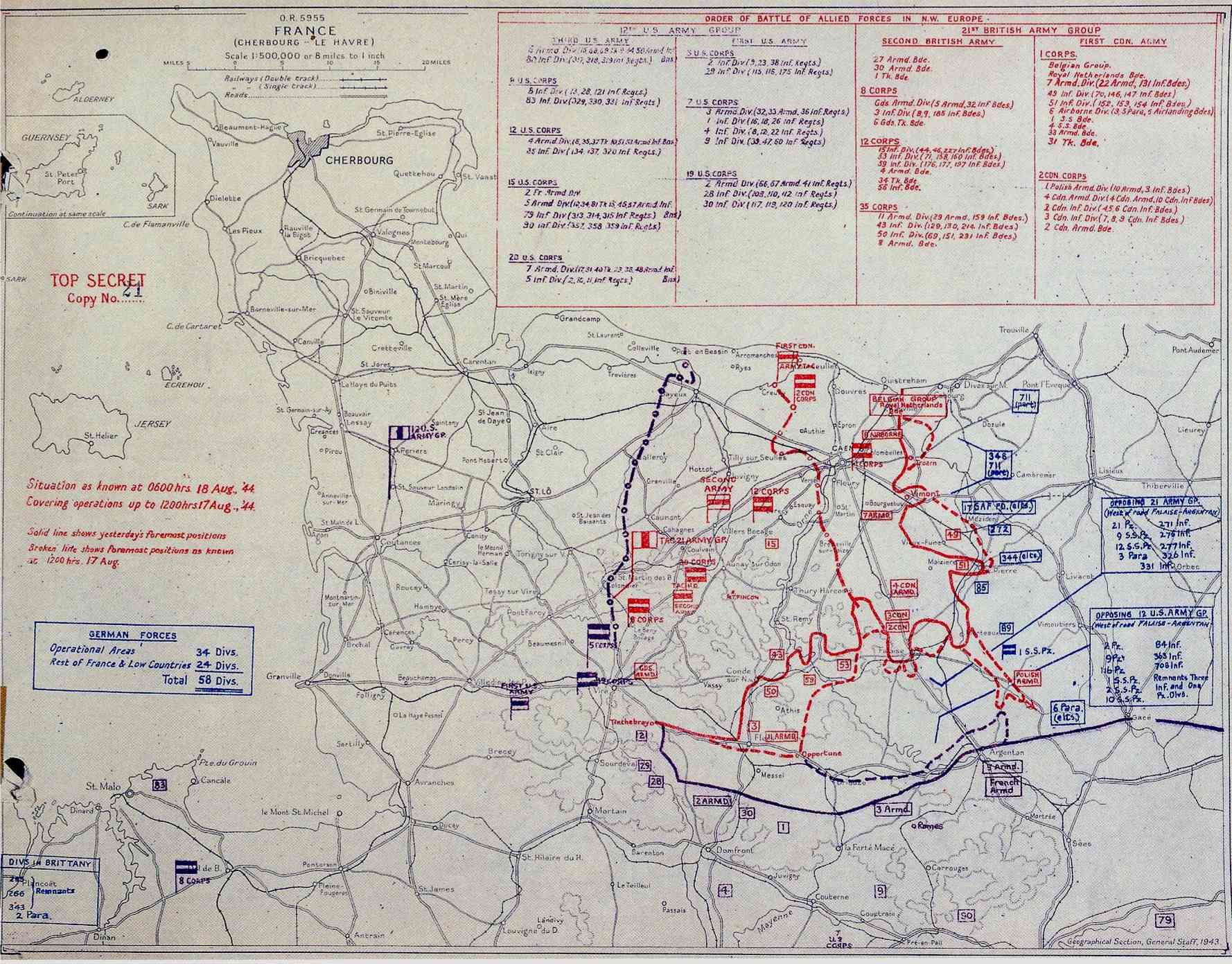 Poche de Falaise - Situation le 17 Août 1944